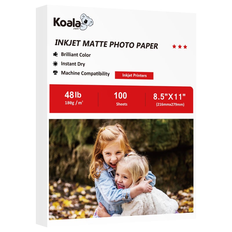 KOALA PAPER Koala Photo Paper Matte Coated 8.5X11 Inches Compatible with Inkjet Printer 48LB Presentation Paper 100 Sheets - Image 1